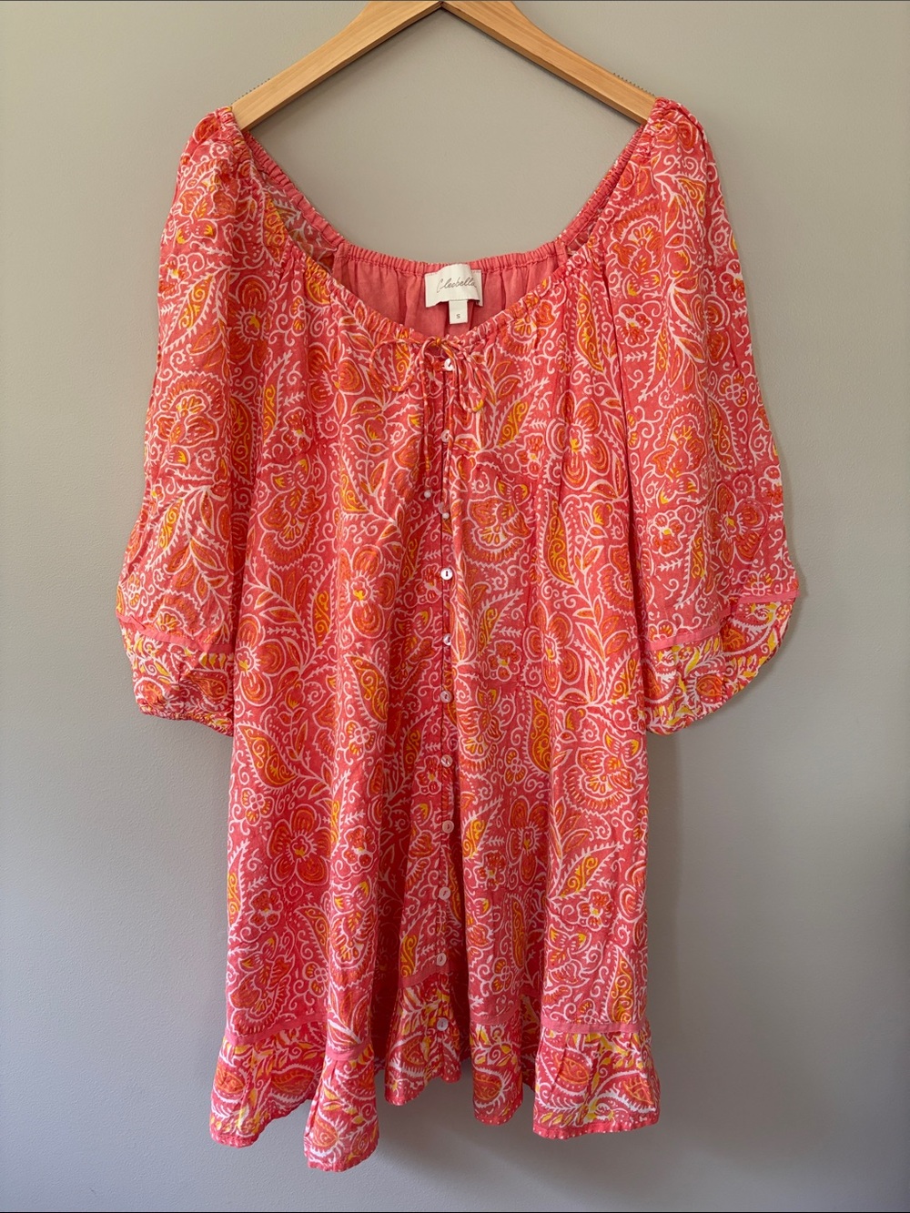 Cleobella Grace Mini Dress Small Boho Beach Summer Vacation Blossom Block